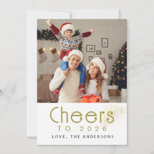 Elegant Modern Gott nytt år 2026-familjfoto Julkort