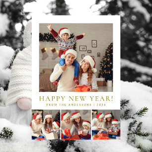 Elegant Modern Gott nytt år 2026-familjfoto Julkort