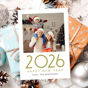 Elegant Modern Gott nytt år 2026-familjfoto Julkort