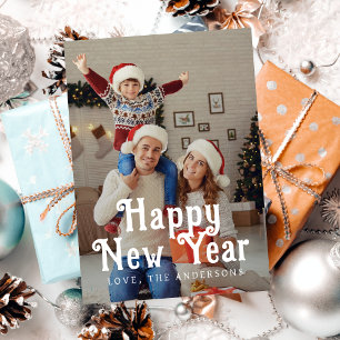 Elegant Modern Gott nytt år 2026-familjfoto Julkort