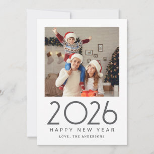 Elegant Modern Gott nytt år 2026-familjfoto Julkort