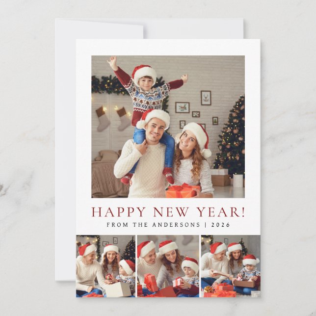 Elegant Modern Gott nytt år 2026-familjfoto Julkort (Framsida)