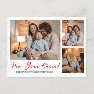 Elegant Modern Gott Nytt År 3 Multi Foto Helg Vykort