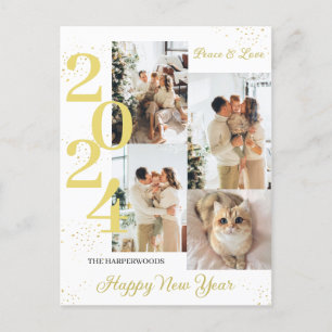 Elegant Modern Gott nytt år 4 Multi Photo Holida Helg Vykort