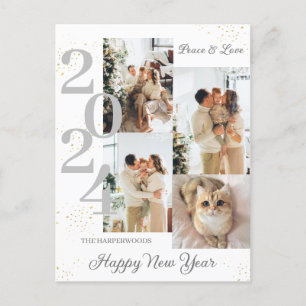 Elegant Modern Gott nytt år 4 Multi Photo Holida Helg Vykort