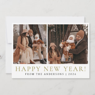 Elegant Modern Gott nytt år Family 2-foto Julkort