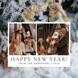 Elegant Modern Gott nytt år Family 2-foto Julkort