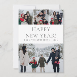 Elegant Modern Gott nytt år Family 4-foto Julkort