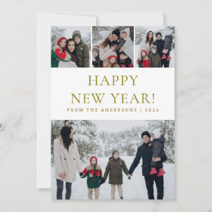 Elegant Modern Gott nytt år Family 4-foto Julkort