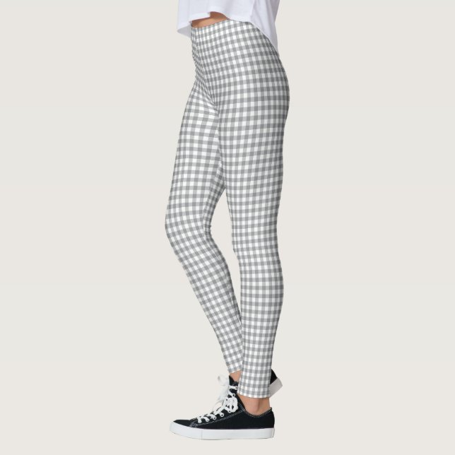 Elegant modern grå Buffel-rutig Leggings (Vänster)