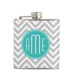 Elegant modern grå sparre- och MintMonogram Fickplunta
