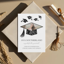 Elegant Modern Grad Cap & Tassel Photo Studenten