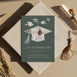 Elegant Modern Grad Cap & Tassel Photo Studenten Meddelande