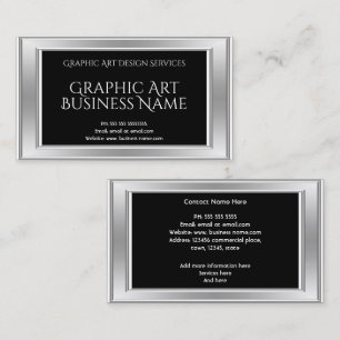 Elegant modern grafisk konst design silver svart visitkort