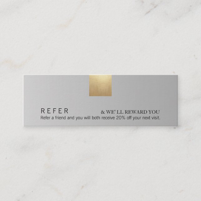 Elegant Modern Grått Gradient Guld accentreferens Mini Visitkort (Framsida)