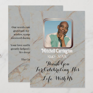 Elegant Modern Grått Marble Memorial Photo Tack Kort