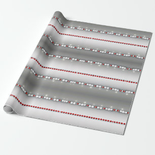 Elegant Modern Grått, Red, White Garland Gift Wrap Presentpapper