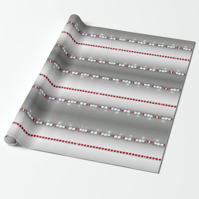 Elegant Modern Grått, Red, White Garland Gift Wrap Presentpapper (Utrullad)