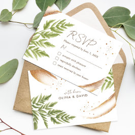 Elegant Modern Greenery and Guld Bröllop OSA Card