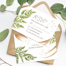 Elegant Modern Greenery and Guld Bröllop OSA Card