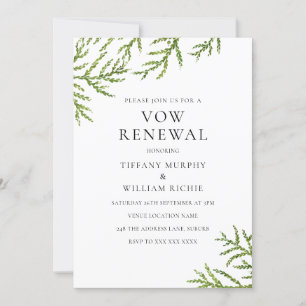 Elegant Modern Greenery Vow Renewal Inbjudan