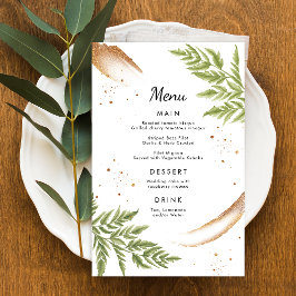 Elegant Modern Grey och Guld Bröllop Menu