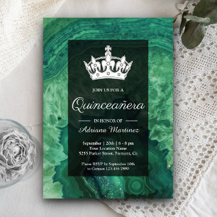 Elegant Modern Grön Agat Quinceanera Inbjudningar