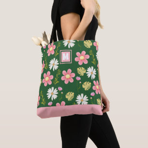 Elegant Modern Grön Rosa Blommig Tygkasse