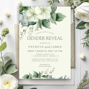 Elegant modern grönska könsbestämmande baby shower inbjudningar