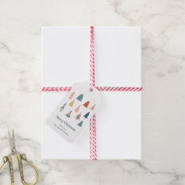 Elegant Modern Grönt Julgranar Helgdag Presentetikett