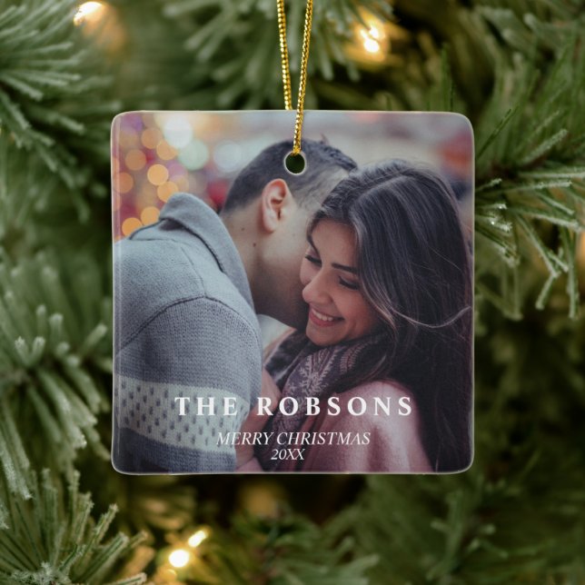 Elegant Modern Grönt Julgranar par Photo Julgransprydnad Keramik (Träd)