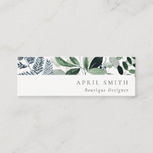 Elegant Modern Grönt Leafy Tropical Foliage Fern Mini Visitkort