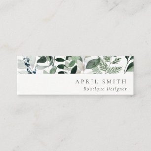 Elegant Modern Grönt Leafy Tropical Foliage Fern Mini Visitkort