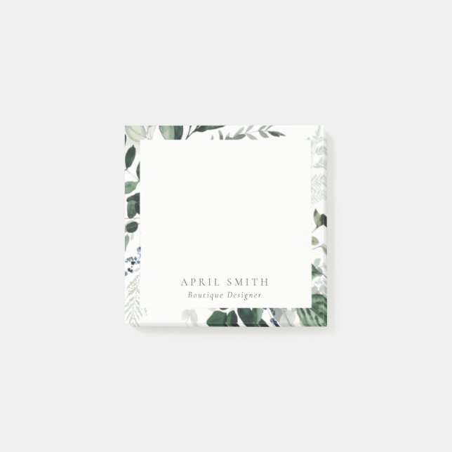 Elegant Modern Grönt Leafy Tropical Foliage Fern Post-it Block (Framsida)