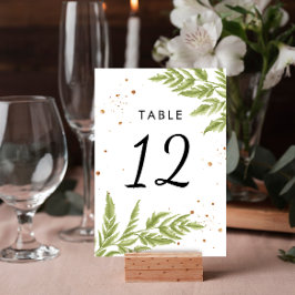 Elegant Modern Grönt och Guld Bröllop Bordsnummer