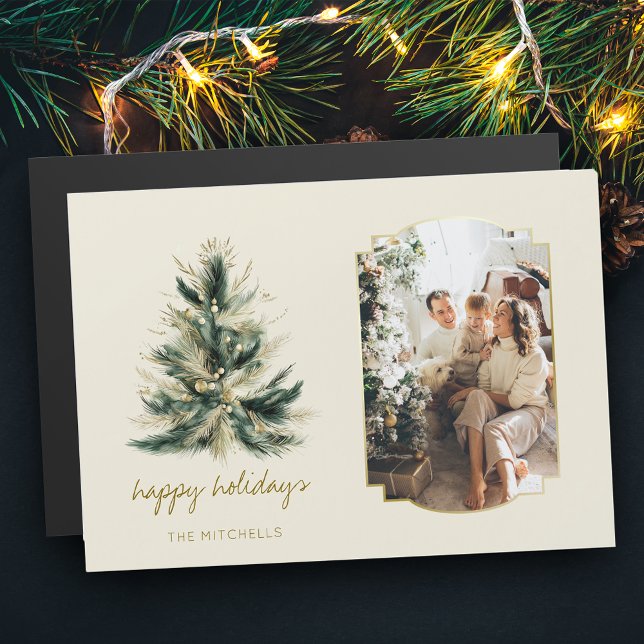 Elegant Modern Grönt och Guld Julgran Photo (Skapare uppladdad)