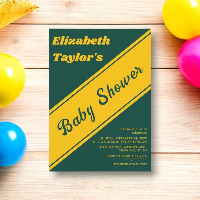 Elegant Modern Grönt och Guld Luxury Baby Shower Inbjudningar (Skapare uppladdad)