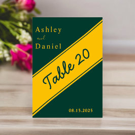 Elegant Modern Grönt och Guld lyx Chic Bröllop Bordsnummer