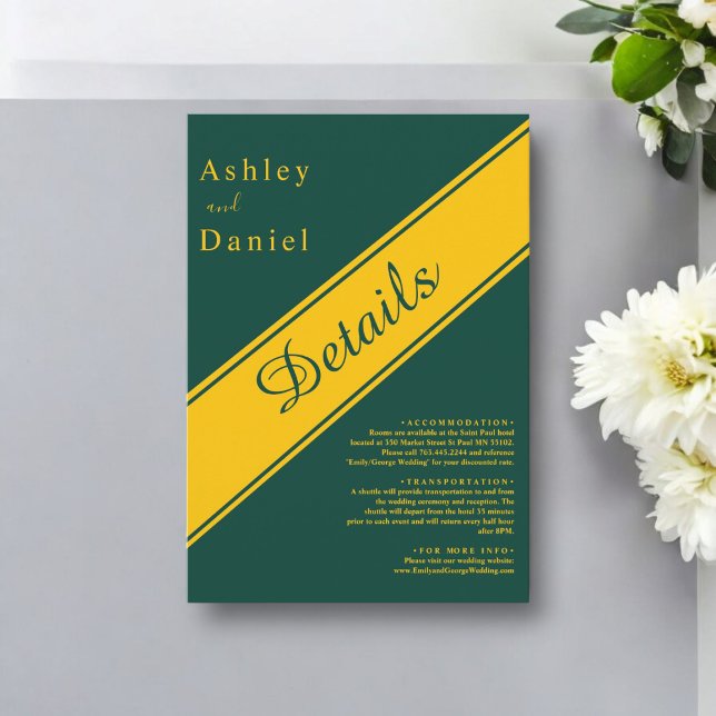 Elegant Modern Grönt och Guld lyx Chic Bröllop Tilläggskort (Skapare uppladdad)