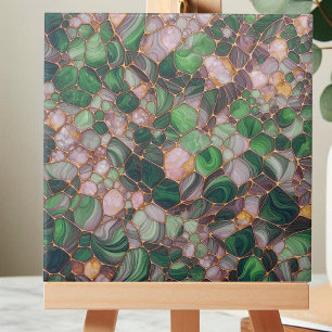Elegant Modern Grönt och Guld Pebble Kakelplatta