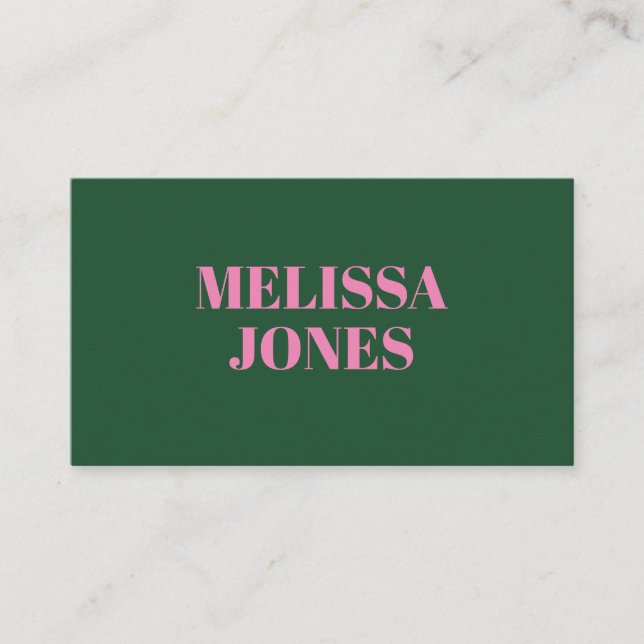 Elegant Modern Grönt Rosa Professionell Visitkort (Framsida)