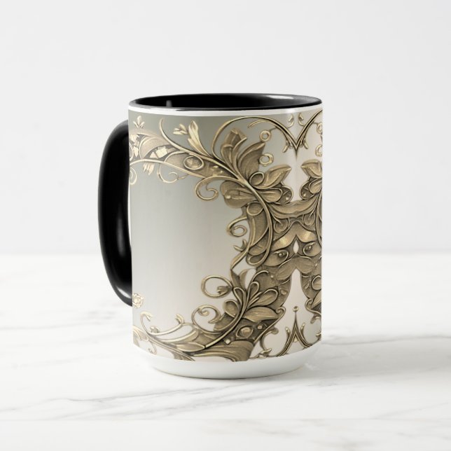 Elegant modern gul dekorativ mugg (Framsida vänster)