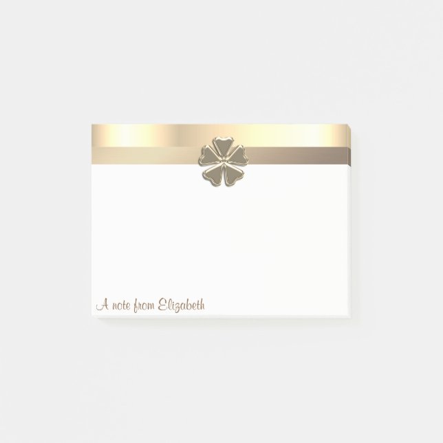 Elegant Modern Gul Shamrock - Personlig Post-it Block (Framsida)