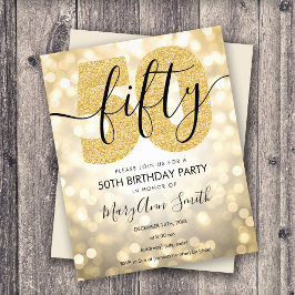 Elegant Modern Guld 50:e Födelsedagsfesten Inbjuda Flygblad