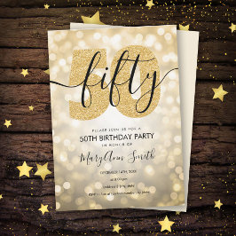 Elegant Modern Guld 50:e Födelsedagsfesten Inbjudningar