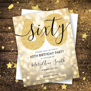 Elegant Modern Guld 60-årsfirande Inbjudan  Flygblad