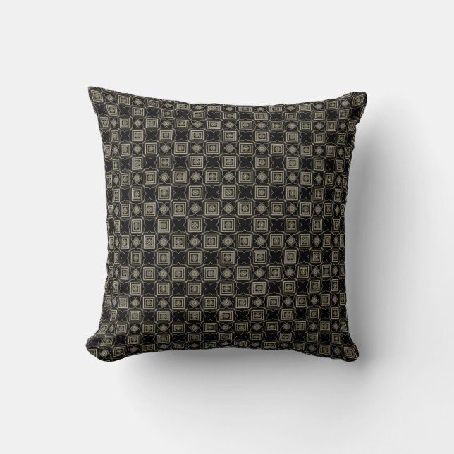 Elegant Modern Guld Art Deco-fyrkanter Mönster Kudde (Framsida)