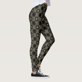 Elegant Modern Guld Art Deco Fyrkantiga Plattor Mö Leggings
