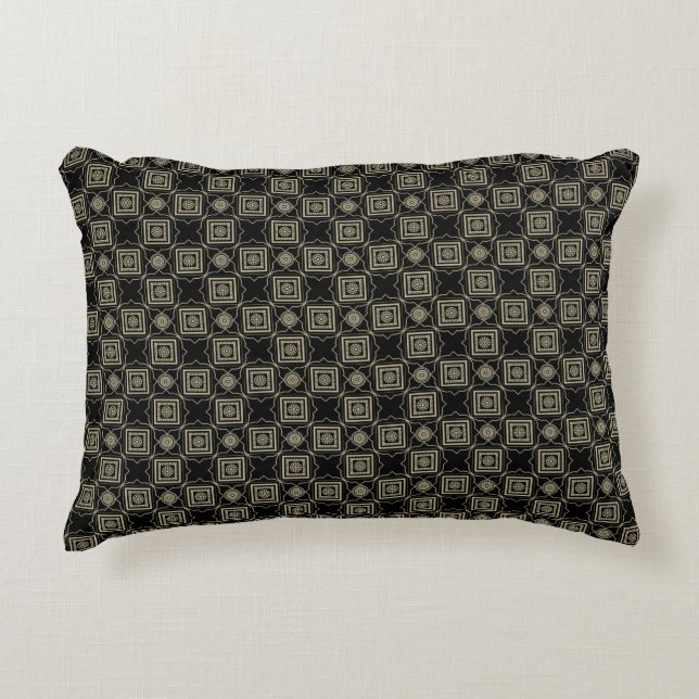 Elegant Modern Guld Art Deco Fyrkantiga Plattor Mö Prydnadskudde (Framsidan)