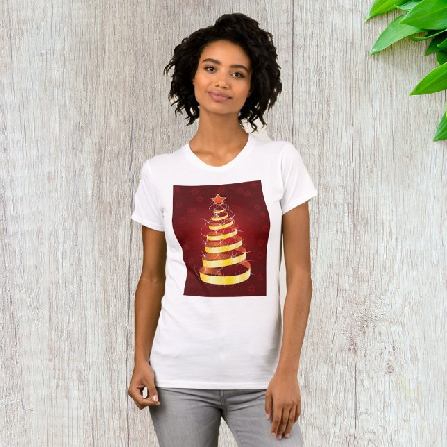 Elegant modern guld band julgran t shirt (Skapare uppladdad)